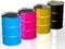 CMYK cans with metal caps.