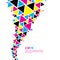 CMYK color profile. Abstract triangle flow - twister in cmyk col