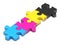 CMYK color puzzle row 3D