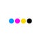 CMYK colours dots vector on white color background