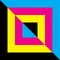 CMYK cyan magenta yellow black double triangle