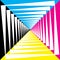 CMYK cyan magenta yellow black on transparent background tunnel double perspective