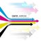 CMYK (cyan and magenta and yellow and key or black) arrow line and dot arrow vector art design