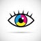 CMYK eye with eyelashes primary colors print