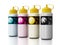 CMYK ink filling bottles. 3D illustration