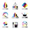 CMYK ink logo vector set design- cyan and magenta and yellow and key(black) color