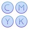 CMYK palette flat icon. Print ink blue icons in trendy flat style. Printing paint gradient style design, designed for