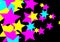 CMYK Party Stars on Black Background- PNG Raster Design