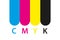 Cmyk print icon. Four circles in cmyk colors symbols. Cyan, magenta, yellow, key, black wheels