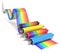 CMYK set of printer rollers with wavy color chart