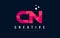 CN C N Letter Logo with Purple Low Poly Pink Triangles Concept