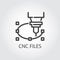 CNC files icon in line design. Computer numerical controlled machine for precise cutting, engraving and other work