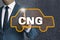 CNG auto touchscreen is operated by businessman concept