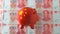 CNY red piggy bank with yellow stars painting, chinese flag style 100 money box