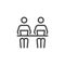 Co working Line Symbol Worker People With Laptops Designers-Development at the Desk. Icon in Outline Style From