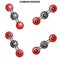 CO2 Carbon dioxide molecule. Chemical Structure.Four views