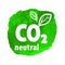 CO2. Carbon Neutral (zero emission) icon logo for climate change and green energy campaign. Eco green friendly sticker