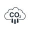 CO2 cloud icon, smoke pollutant damage, smog pollution concept, environmental pollution, emissions, carbon dioxide formula symbol