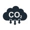 CO2 cloud icon, smoke pollutant damage, smog pollution concept, environmental pollution, emissions, carbon dioxide formula symbol