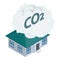 Co2 emission icon isometric vector. Co2 cloud over residential building icon