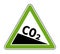 CO2 emission reduction sign green triangular shape