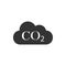 CO2 emissions in cloud icon isolated. Carbon dioxide formula symbol, smog pollution concept, environment concept