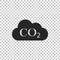 CO2 emissions in cloud icon isolated on transparent background. Carbon dioxide formula symbol, smog pollution concept