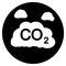 CO2 emissions in cloud vector icon. Carbon dioxide formula illustration symbol. smog pollution sign or logo.