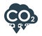 CO2 emissions flat icon - air contamination emblem