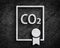 Co2 emissions trading license symbol stone wall background