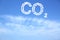 CO2 emissions. View of blue sky with white clouds