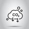 Co2 icon in flat style. Emission vector illustration on white isolated background. Gas reduction business concept