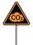 CO2 pollution warning sign orange black cloud symbol