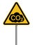 CO2 pollution warning sign yellow black cloud symbol