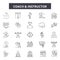 Coach and instructor line icons, signs, vector set, outline illustration concept