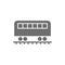Coach on rails, train wagon, subway grey icon.