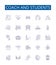 Coach and students line icons signs set. Design collection of Coach, Students, Mentor, Educator, Guide, Pupil, Teacher