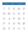 Coach and students line icons signs set. Design collection of Coach, Students, Mentor, Educator, Guide, Pupil, Teacher