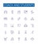 Coach and students line icons signs set. Design collection of Coach, Students, Mentor, Educator, Guide, Pupil, Teacher