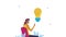 coaching animation with woman seated and bulb