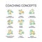 Coaching concept icons set