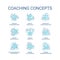 Coaching turquoise concept icons set