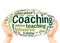 Coaching word cloud hand sphere concept