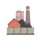 Coal burning power plant, industrial manufactury building vector illustration