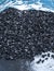 Coal coking mineral black background mound snow heating white