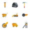 Coal extraction icon set, cartoon style