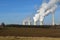 Coal-fired power station in rural countryside