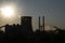 Coal-fired thermal power plant. There is no smoke in the chimney. The other thermal power plant is running in the background