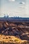 Coal mining with heavy excavator in germany, Boxberg Power Station in background