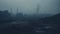 Coal mining industrial landscape. Heavy pollution, smoke, dust, ruined ecosystem. Generative AI